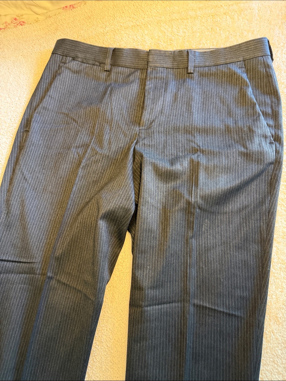 Express Men's Pinstripe Dress Pants - Charcoal Gray